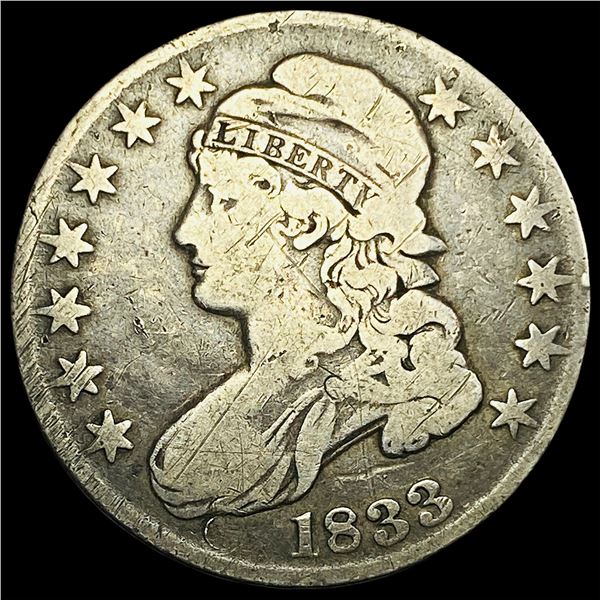 1833 Capped Bust Silver Half Dollar LIGHTLY CIRCULATED