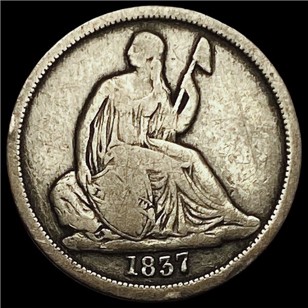 1837 Seated Liberty Dime No Stars LIGHTLY CIRCULATED