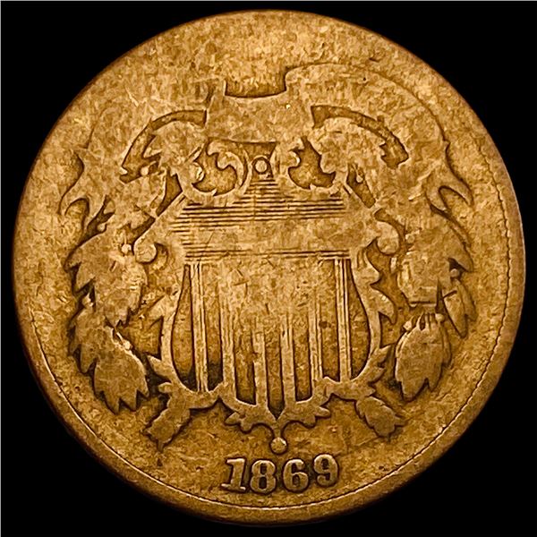 1869 Two-Cent Piece NICELY CIRCULATED
