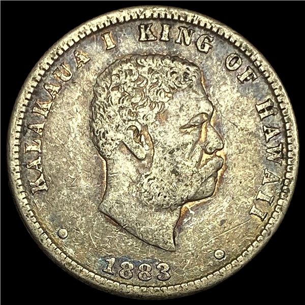 1883 Hawaii Silver 1/4 Dollar NEARLY UNCIRCULATED