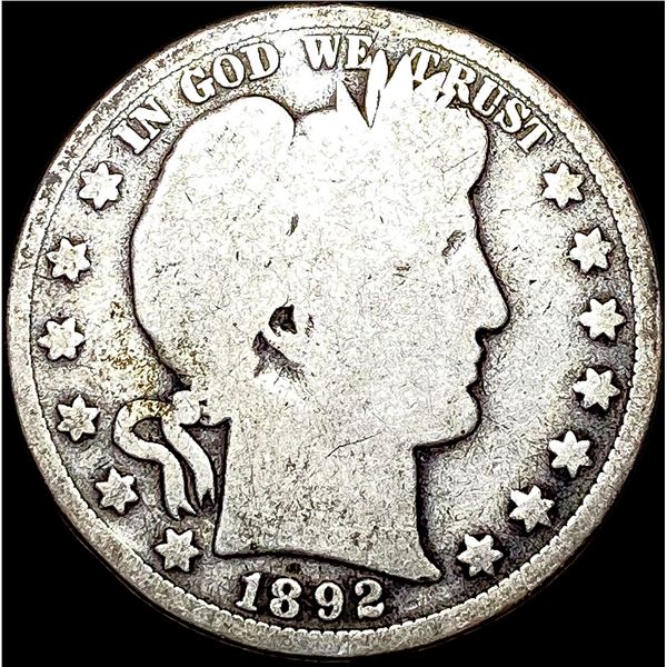 1892 Silver Barber Half Dollar LIGHTLY CIRCULATED