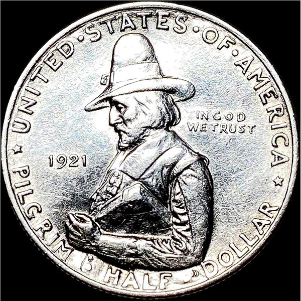 1921-D Silver Pilgrim Half Dollar CLOSELY UNCIRCULATED