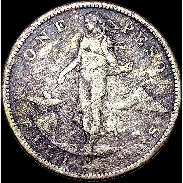 1907-S US-Philippines Silver One Peso ABOUT UNCIRCULATED