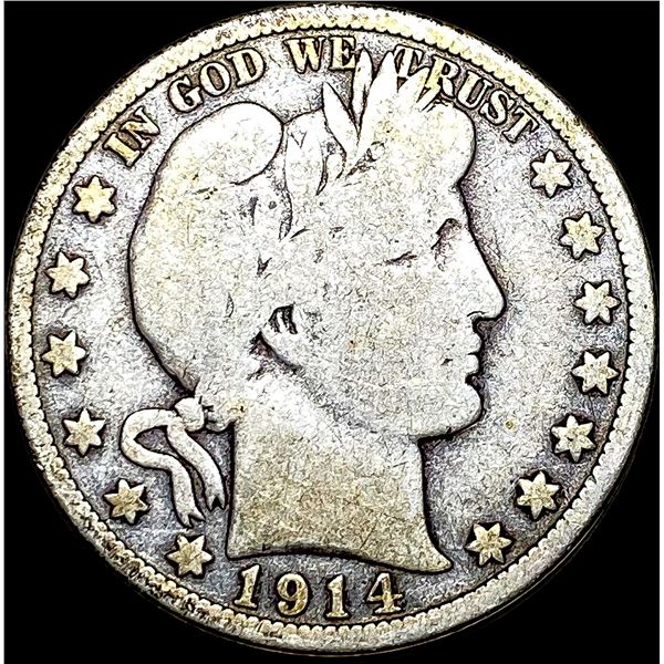 1914 Barber Silver Half Dollar LIGHTLY CIRCULATED