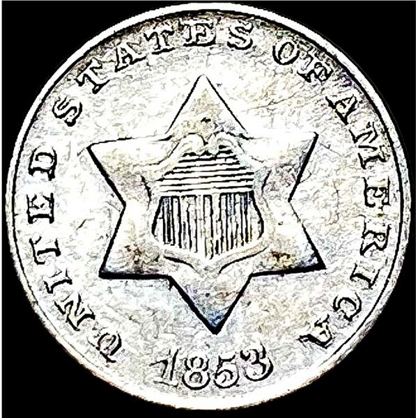 1853 Silver Three-Cent Piece ABOUT UNCIRCULATED