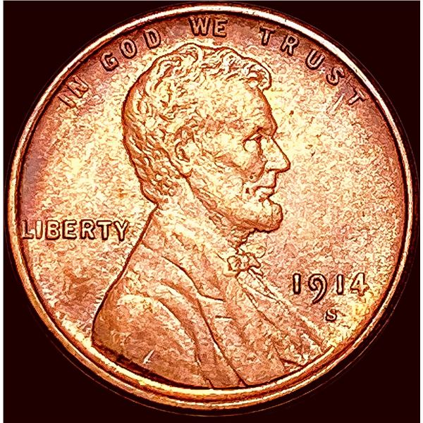 1914-S Lincoln Wheat Cent CHOICE AU
