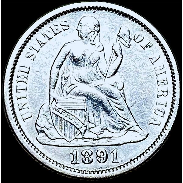 1891 Seated Liberty Silver Dime CHOICE AU