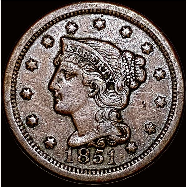 1851 Braided Hair Large Cent NEARLY UNCIRCULATED