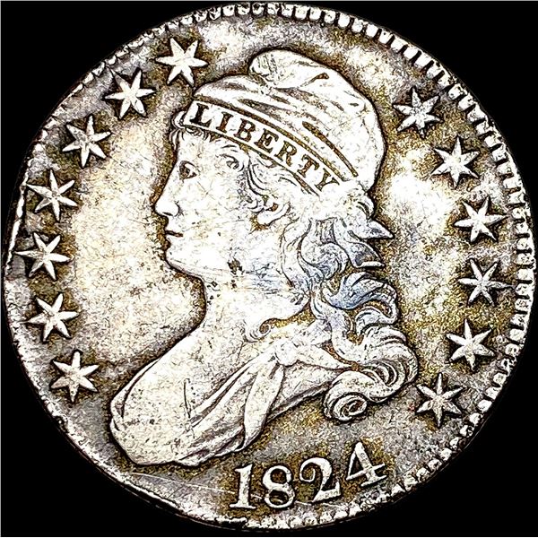 1824 Silver Capped Bust Half Dollar ABOUT UNCIRCULATED