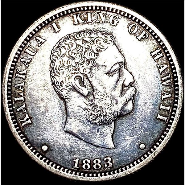 1883 Hawaii Silver 1/4 Dollar NEARLY UNCIRCULATED