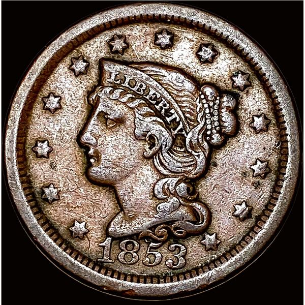 1853 Braided Hair Large Cent ABOUT UNCIRCULATED