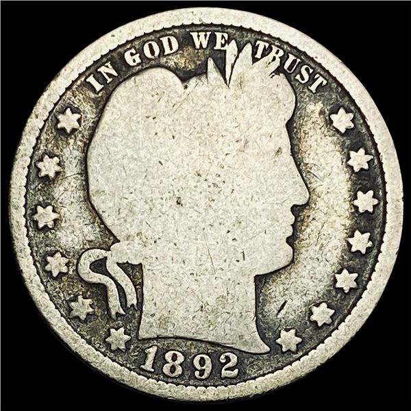 1892-S Silver Barber Quarter NICELY CIRCULATED