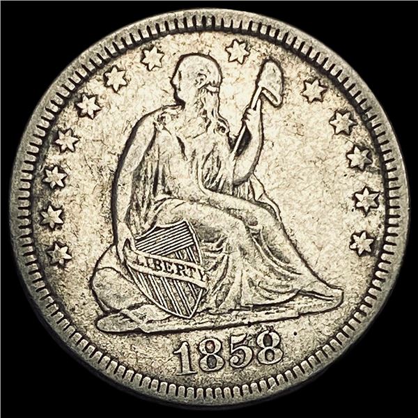 1858 Seated Liberty Quarter NEARLY UNCIRCULATED