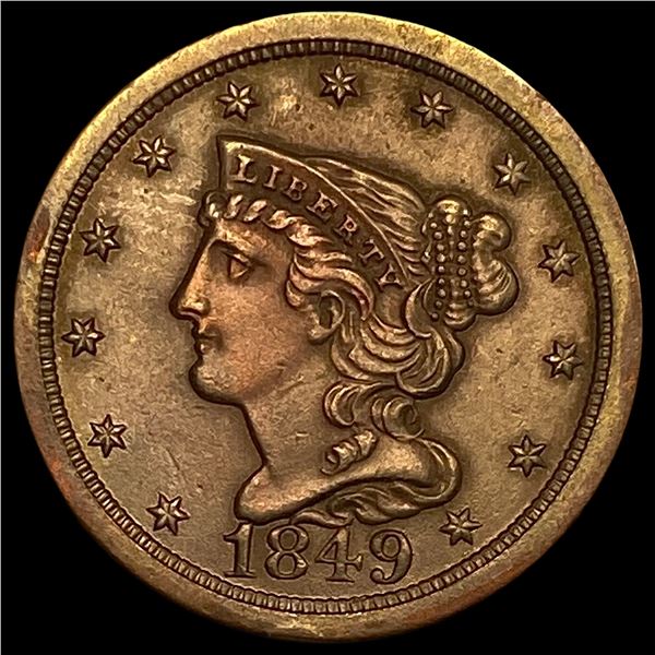 1849 Braided Hair Half Cent CLOSELY UNCIRCULATED