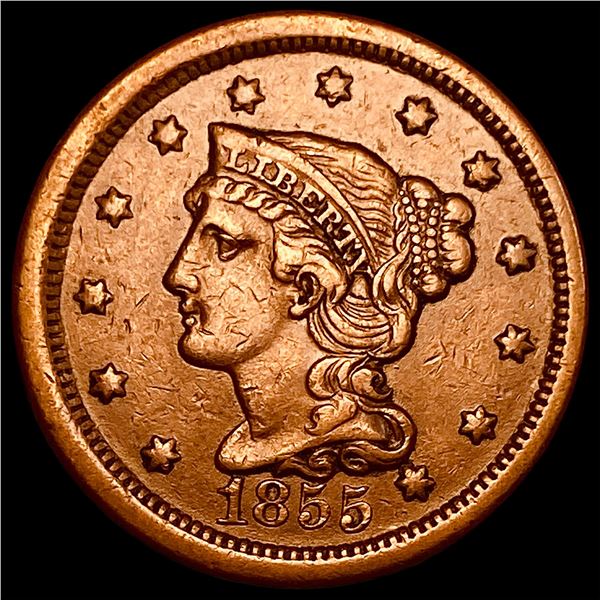 1855 Braided Hair Large Cent NEARLY UNCIRCULATED