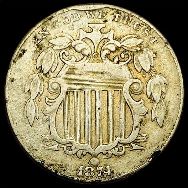 1874 Shield Nickel NEARLY UNCIRCULATED