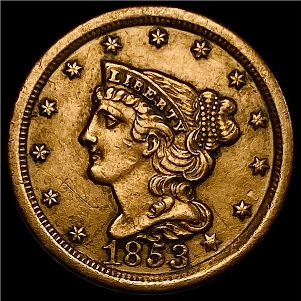 1853 Braided Hair Half Cent CLOSELY UNCIRCULATED