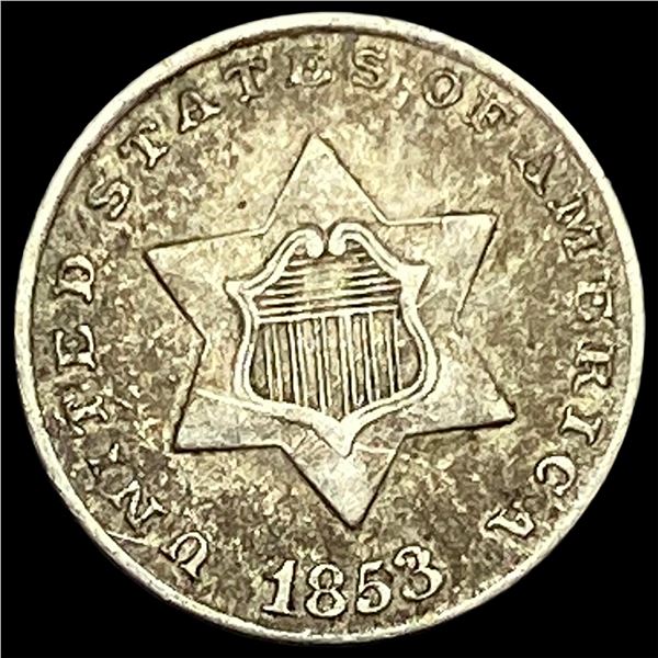 1853 Silver Three-Cent Piece NEARLY UNCIRCULATED