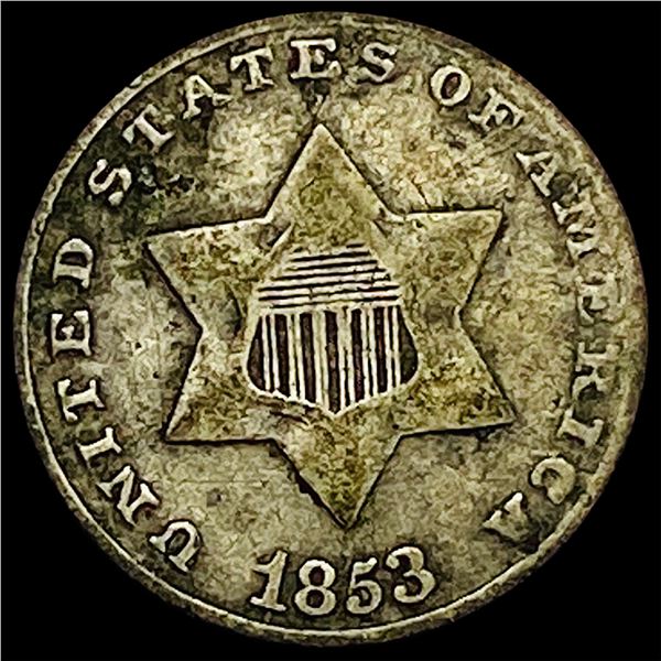 1853 Silver Three-Cent Piece LIGHTLY CIRCULATED
