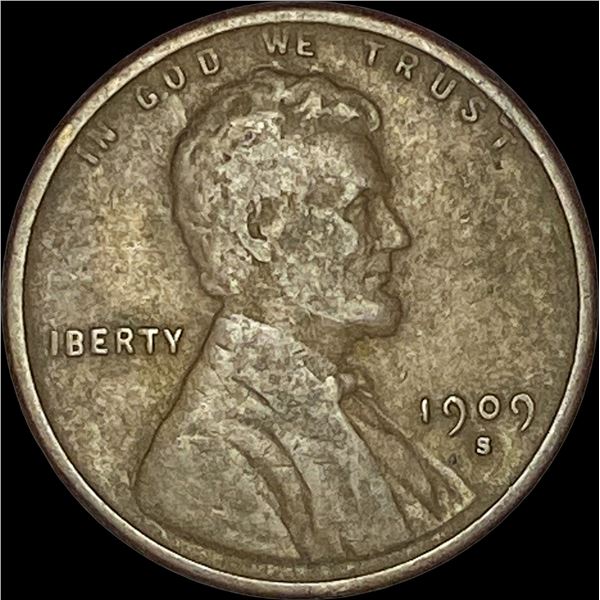 1909-S Lincoln Wheat Cent ABOUT UNCIRCULATED