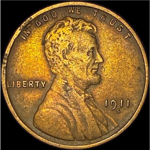 1911-S Lincoln Wheat Cent LIGHTLY CIRCULATED