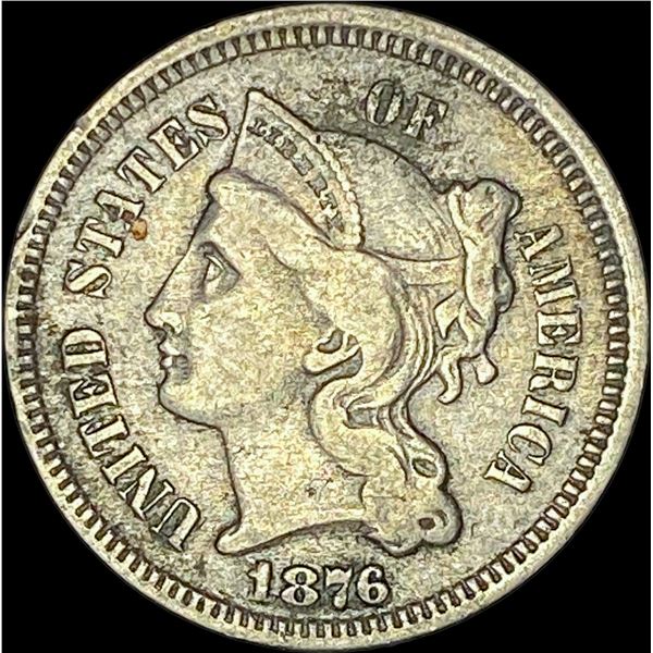 1876 Nickel Three-Cent Piece NEARLY UNCIRCULATED