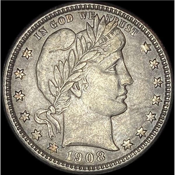 1908 Barber Silver Quarter CHOICE AU