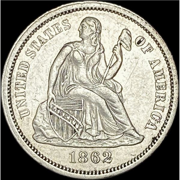 1862 Seated Liberty Dime CHOICE AU