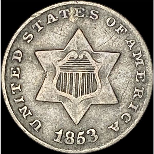 1853 Silver Three-Cent Piece ABOUT UNCIRCULATED