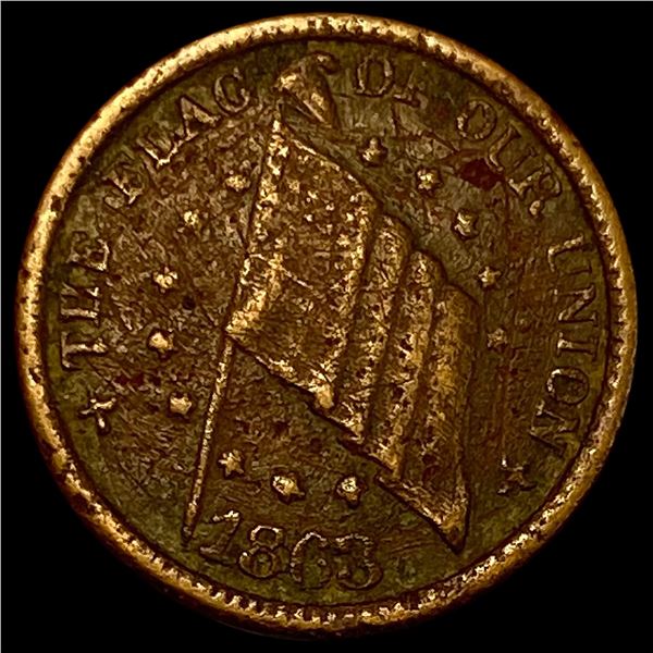 1863 Civil War Token-The Flag NEARLY UNCIRCULATED