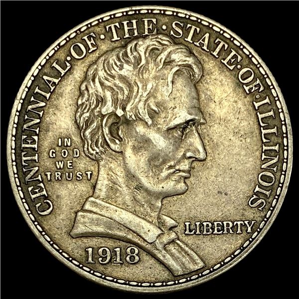 1918 Silver Illinois Half Dollar NEARLY UNCIRCULATED