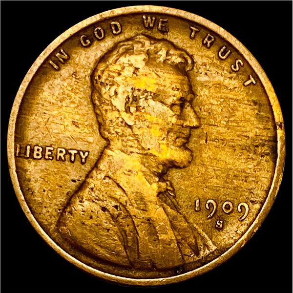 1909-S Lincoln Wheat Cent ABOUT UNCIRCULATED