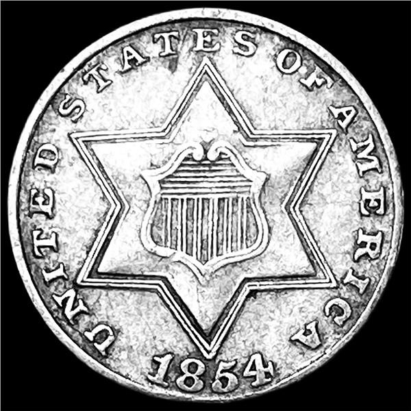1854 Silver Three-Cent Piece NEARLY UNCIRCULATED