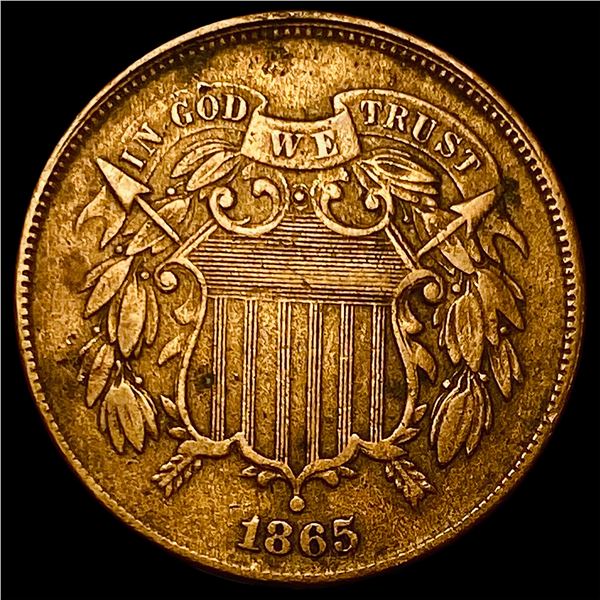 1865 Copper Two-Cent Piece NEARLY UNCIRCULATED