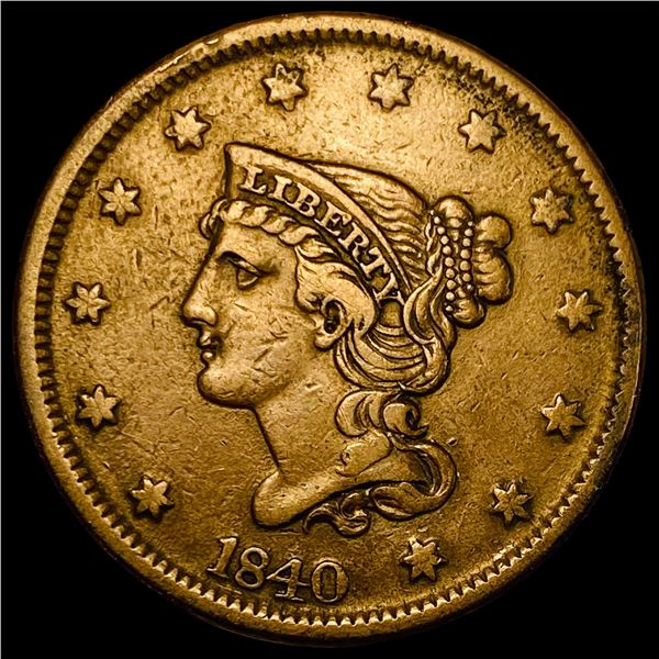 1840 Braided Hair Large Cent NEARLY UNCIRCULATED
