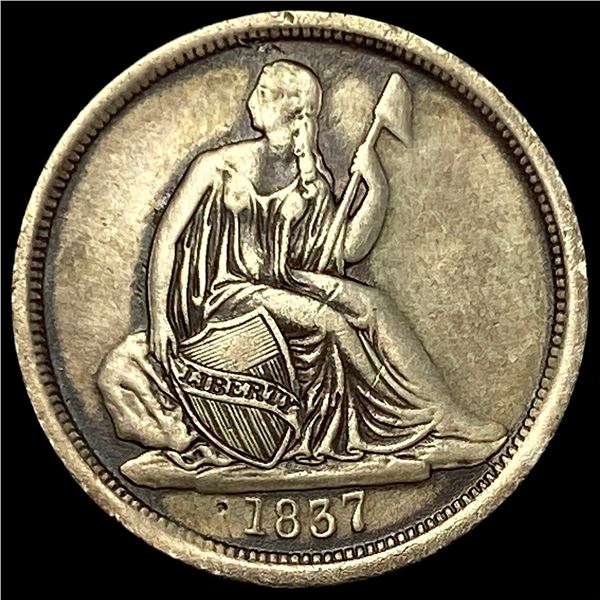 1837 Silver Seated Liberty Dime NEARLY UNCIRCULATED