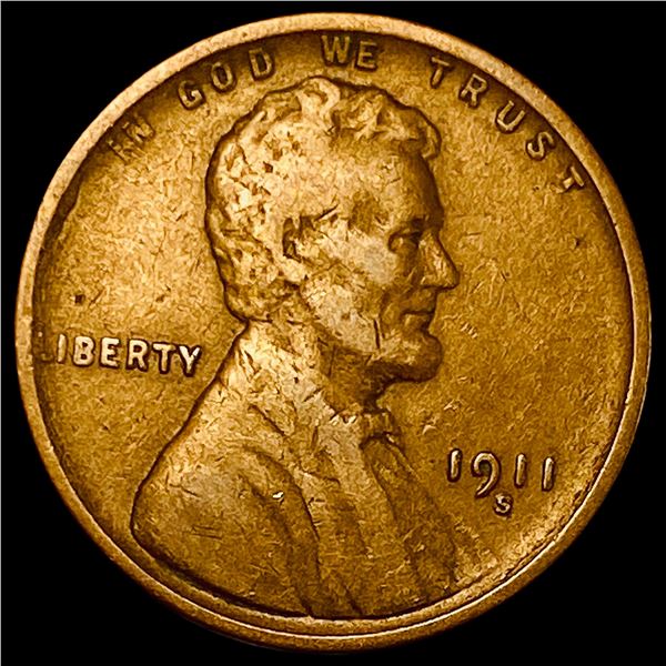 1911-S Lincoln Wheat Cent NEARLY UNCIRCULATED