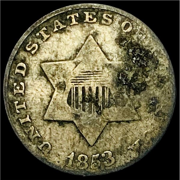 1853 Silver Three-Cent Piece NICELY CIRCULATED