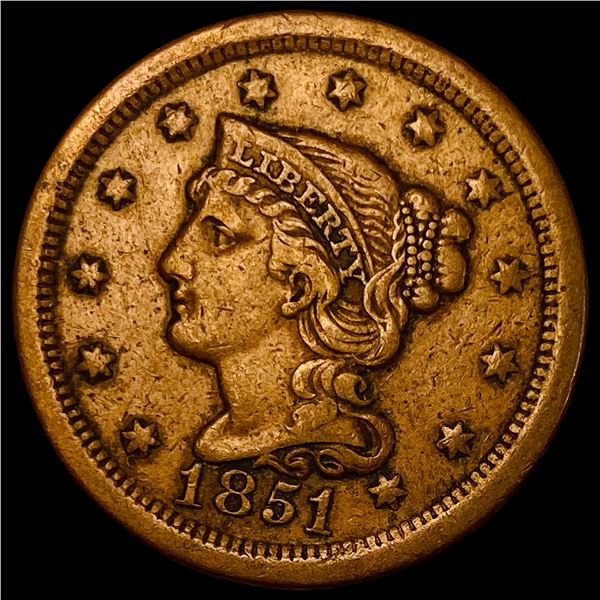 1851 Braided Hair Large Cent NEARLY UNCIRCULATED