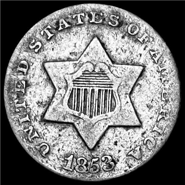 1853 Silver Three-Cent Piece LIGHTLY CIRCULATED