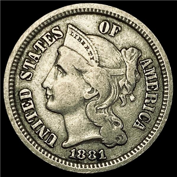 1881 Nickel Three-Cent Piece NEARLY UNCIRCULATED