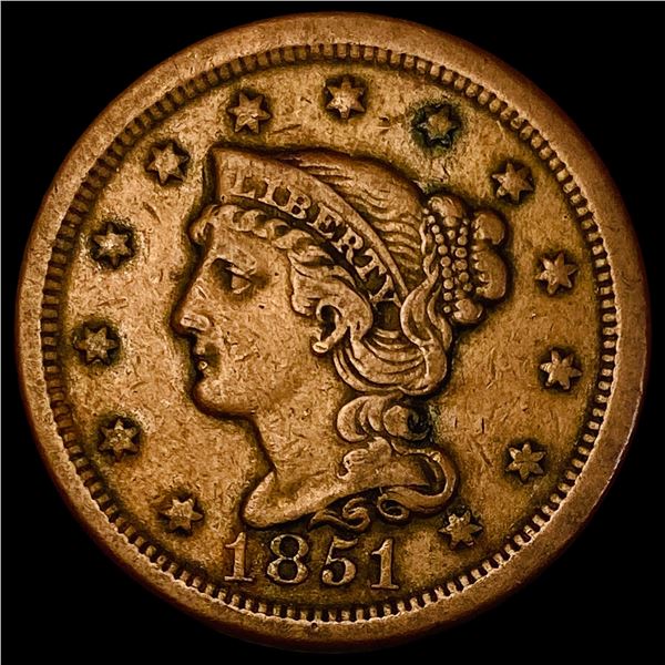 1851 Braided Hair Large Cent ABOUT UNCIRCULATED