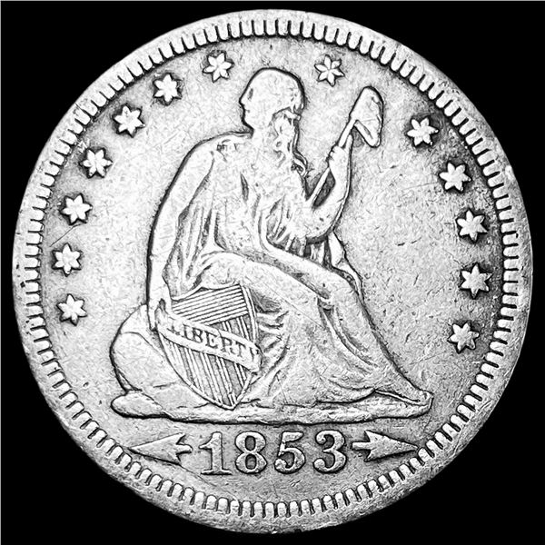1853 Arrows/Rays Seated Liberty Quarter LIGHTLY CIRCULATED