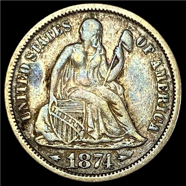 1874 Seated Liberty Dime ABOUT UNCIRCULATED