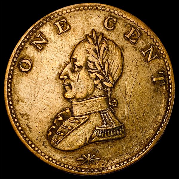 1783 Washington Military Bust Cent ABOUT UNCIRCULATED
