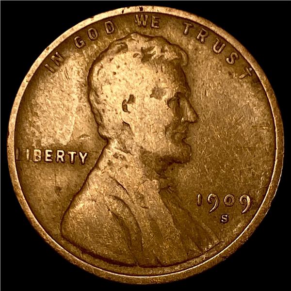 1909-S Lincoln Wheat Cent LIGHTLY CIRCULATED