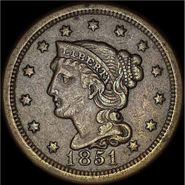 1851 Braided Hair Large Cent NEARLY UNCIRCULATED