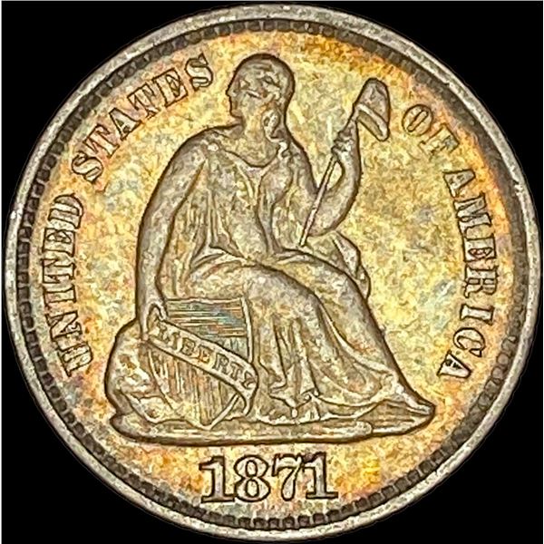 1871 Seated Liberty Half Dime CHOICE AU