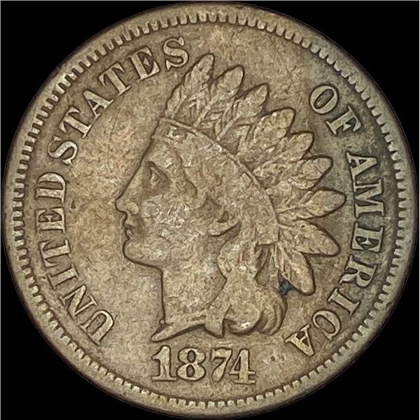 1874 Indian Head Cent ABOUT UNCIRCULATED