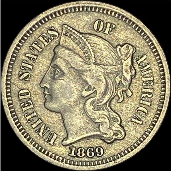 1869 Nickel Three-Cent Piece NEARLY UNCIRCULATED